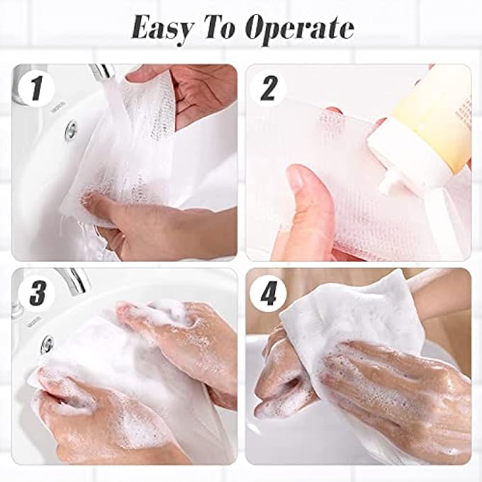 KASTWAVE 12 PCS BUBBLE SOAP FOAMING NET, SOAP SAVER MESH DOUBLE LAYER FOAM ENHANCING NET WITH BUCKLE ROPE FOR BODY FACIAL CLEANING - Image 3